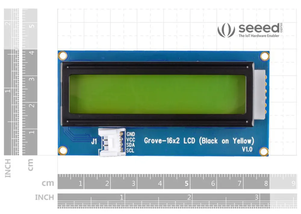 Grove 16x2 Character LCD Display Zwart op Geel