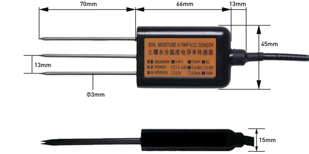 SeeedStudio Industrial Soil Moisture, Temperature, EC Sensor MODBUS-RTU RS485 (MTEC-02A)