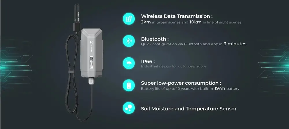 Seeedstudio SenseCAP S2105 LoRaWAN Soil Moisture, Temperature & EC Sensor - Click to Enlarge