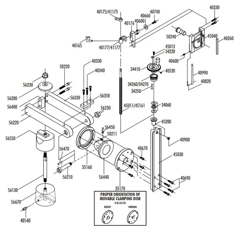 Exploded View of Lathe Multi-Direction Vertical Milling Column DRO - Parts