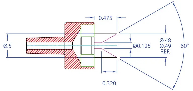 Reverse Live Center SKU 1192 Technical Drawing - Dimensions