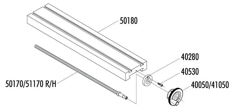 13-Inch Draaibank Kruisslede Assemblage – Handmatig Exploded View - Onderdelen