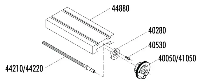 Exploded View of 6-Inch Lathe Crosslide Assembly 44884 - Parts