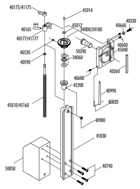 Mill Column Manual (Inch) Exploded View - Parts