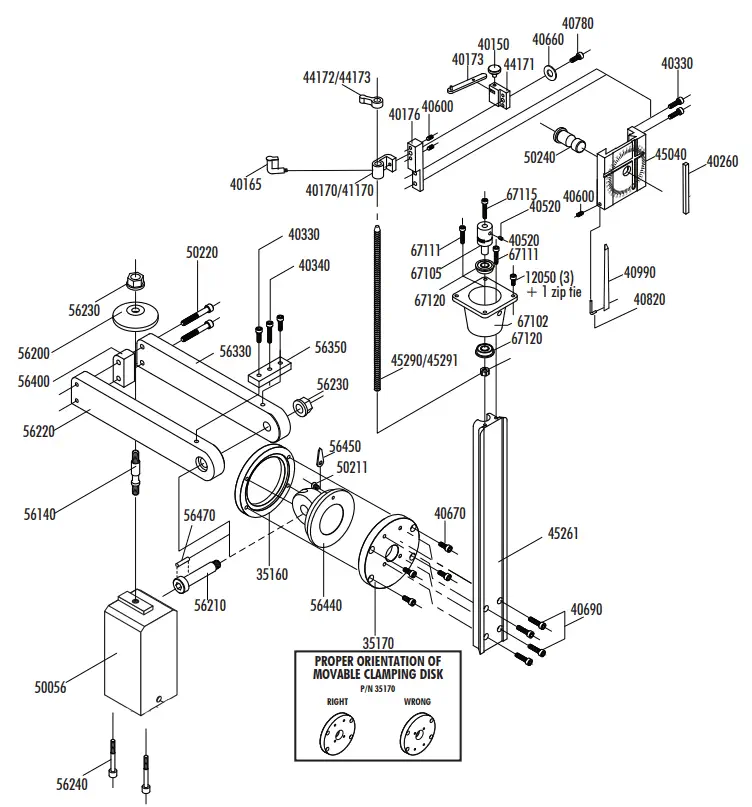 NexGen Mill Column CNC Ready Inch Exploded View - Parts