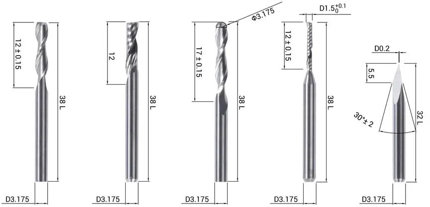 Snapmaker 5-Pack CNC Router Bits