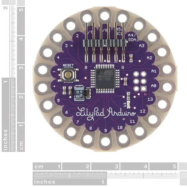 Arduino LilyPadマイクロコントローラモジュール（ATmega328）- クリックで拡大