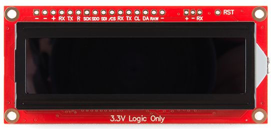 SparkFun 16x2 Character LCD Display RBG on Black 3.3V- Click to Enlarge