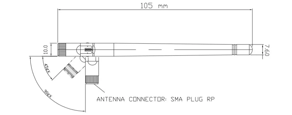 Antena Europea LoRa RP-SMA de 868 MHz, 1/4 de onda, 2dBi de SparkFun - Haga Clic para Ampliar