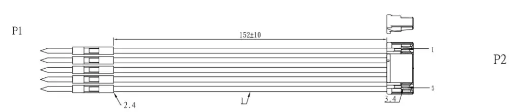 Câble planche d'essai vers GHR-05V à 5 broches x 1,25 mm - Cliquez pour agrandir