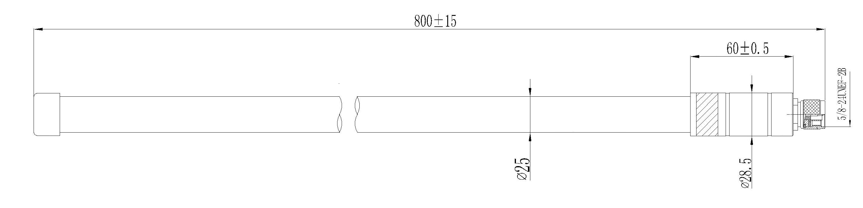 LoRa Fiberglass Antenna Type N - 5.8 dBi (863-870 MHz) - Click to Enlarge