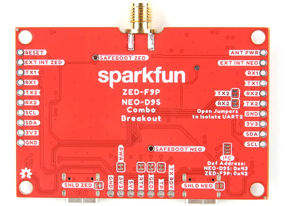 Placa de Conexión Combo GNSS - ZED-F9P, NEO-D9S (Qwiic) de SparkFun