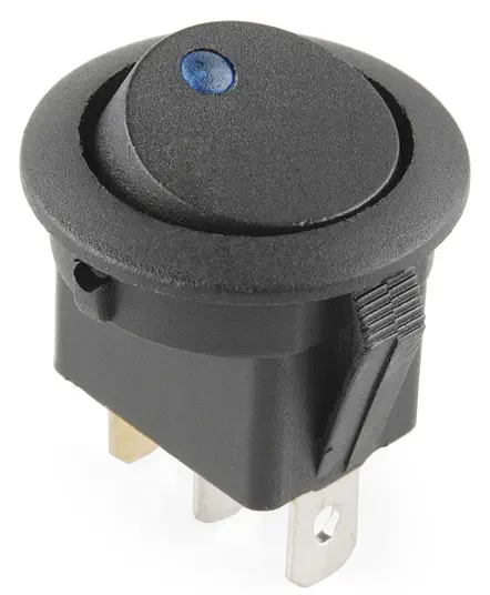 Rocker Switch - Round w/ Blue LED