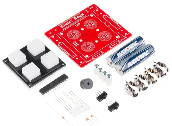 SparkFun Learn to Solder - Simon Says - Parts cropped