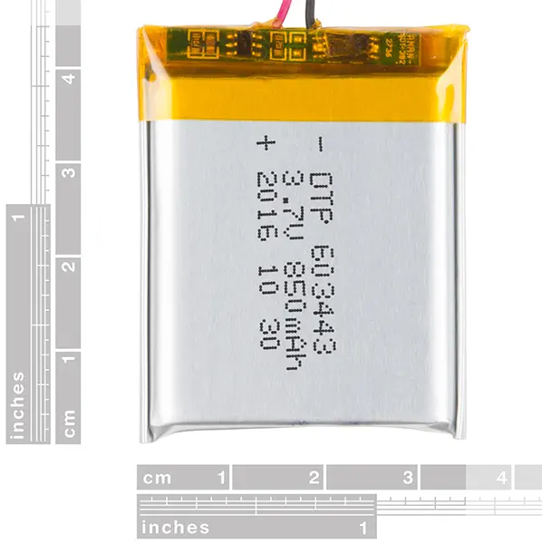 Lithium Ion Battery - 850mAh - Dimensions cropped