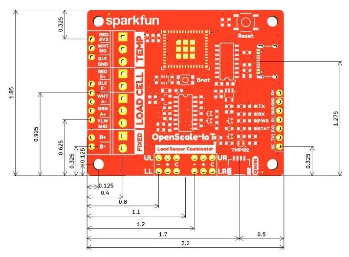 SparkFun OpenScale IoT Board - Dimensions