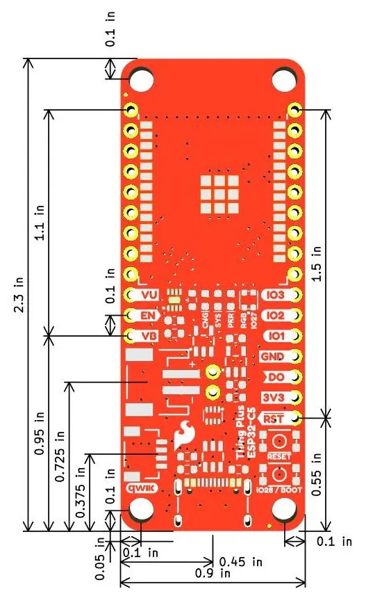 SparkFun Thing Plus ESP32-C5 Board - Dimensions