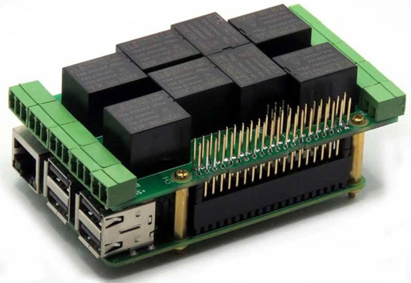 Sequent Microsystems 8 Relays 8-Layer Stackable HAT for Raspberry Pi - Click to Enlarge