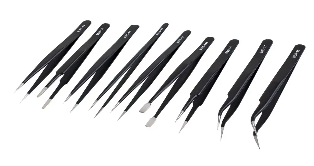 ESD Precision Anti-Static Tweezers Set (9pk)