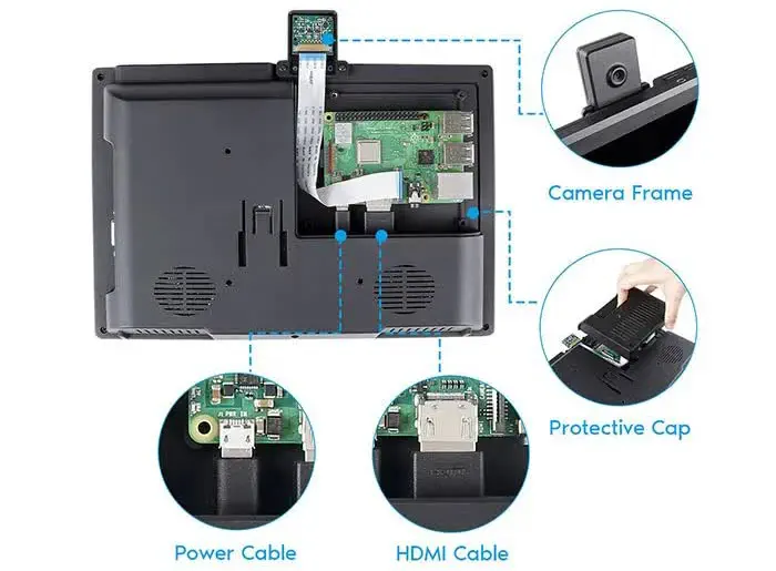 10.1-in 1280x800 IPS HDMI Display, All-in-1 Scheme Design for RPi - Click to Enlarge