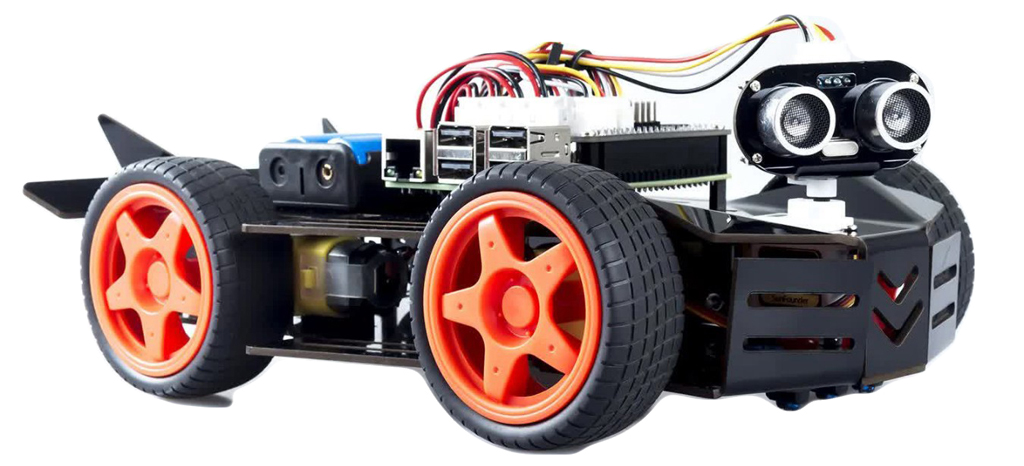 Raspberry Pi Car Roboter Kit Kompatibel mit Pi 4B / 3B+ / 3B - Zum Vergrößern klicken