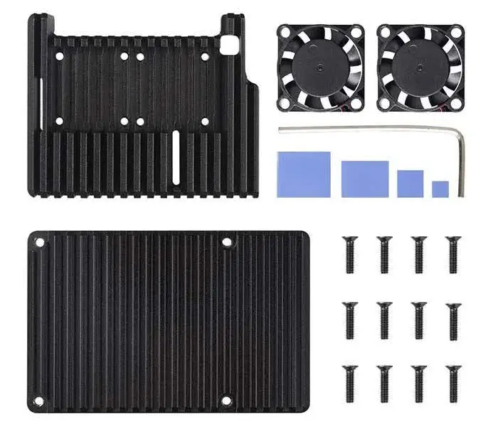 Estuche de Aluminio para Raspberry Pi 4B c/ Ventilador Doble de Sunfounder - Haga Clic para Ampliar