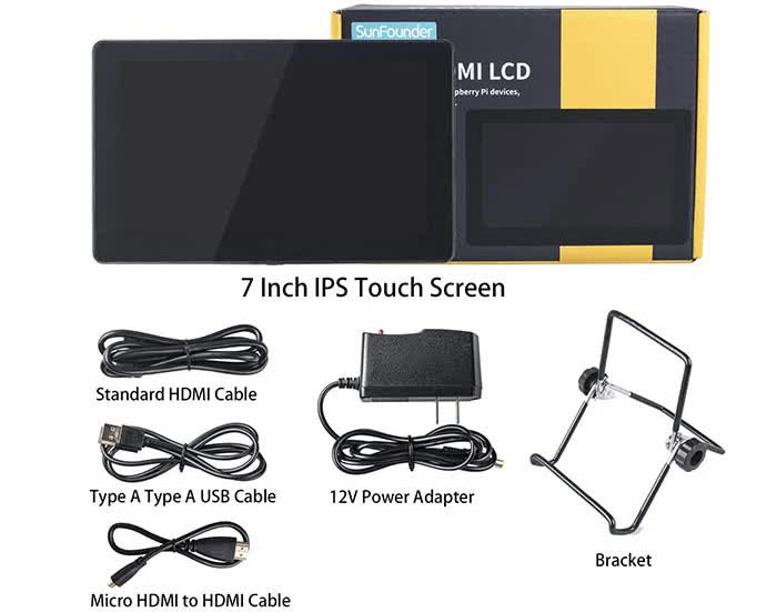 SunFounder 7 Inch Capacitive Screen IPS Monitor LCD Display - Click to Enlarge