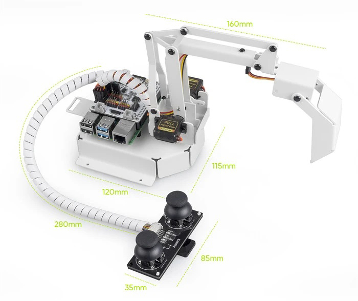 PiArm Robot Kit A 3+1 DOF Multifunctional Robot Arm Kit Based on Raspberry Pi- Click to Enlarge
