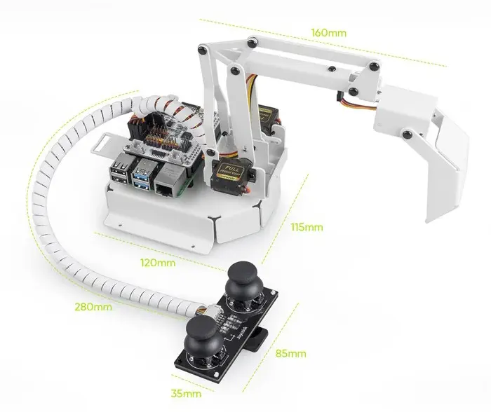 Kit de Brazo Robot Multifuncional de 3+1 DOF PiArm Basado en Raspberry Pi - Haga Clic para Ampliar