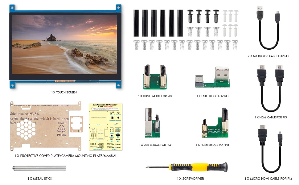 Écran tactile Raspberry Pi SunFounder TS-7 Pro 7 pouces - Cliquez pour agrandir