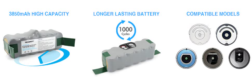 Batterie de remplacement NiMH Tenergy 3850mAh pour Roomba série 500/600/700/800/900 - Cliquez pour agrandir