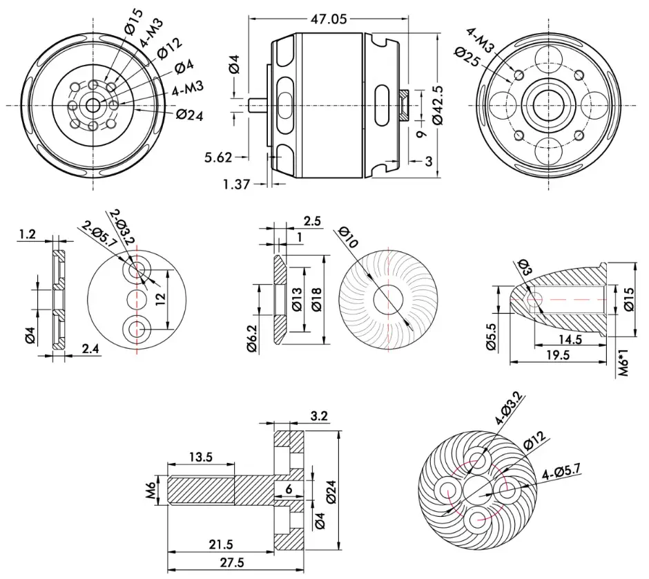 Motor sin Escobillas UAV U5 KV400 de TMotor - Haga Clic para Ampliar