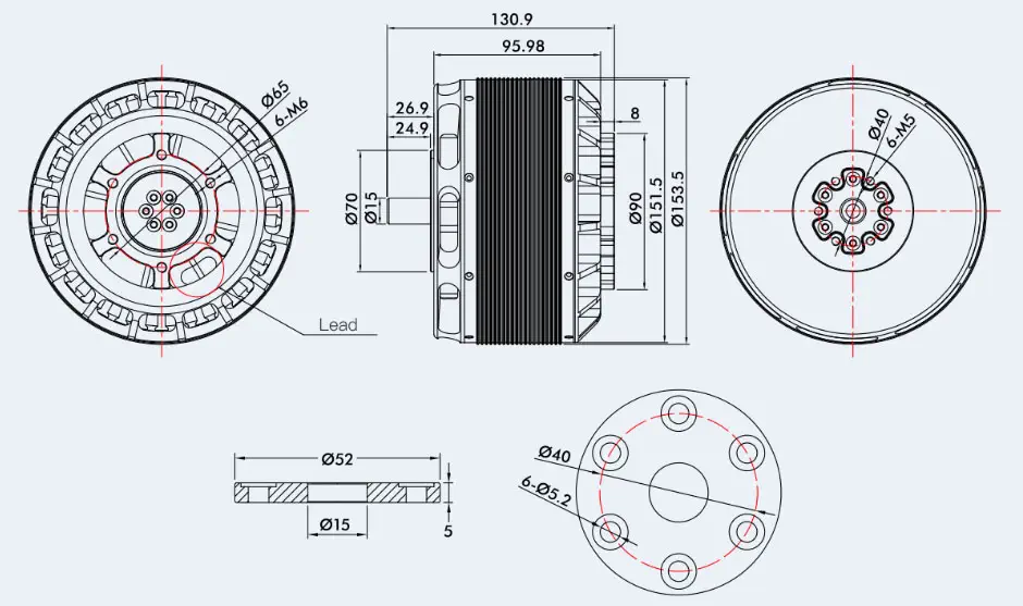 TMotor UAV Brushless Motor U15XXL KV29 - Click to Enlarge