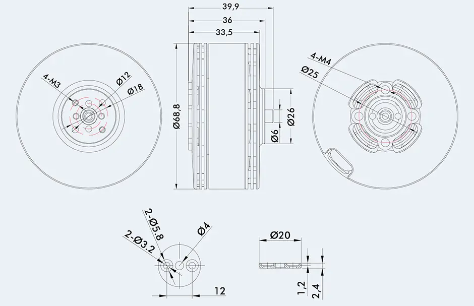 TMotor UAV Brushless Motor MN605-S KV170 (2x) - Click to Enlarge