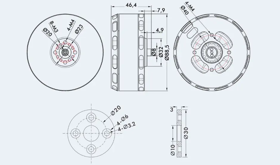 TMotor UAV Bürstenloser Motor V807 KV170 - Zum Vergrößern klicken