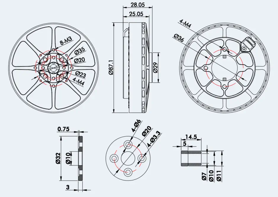 Motor sin Escobillas UAV U8 Lite L KV95 de TMotor - Haga Clic para Ampliar