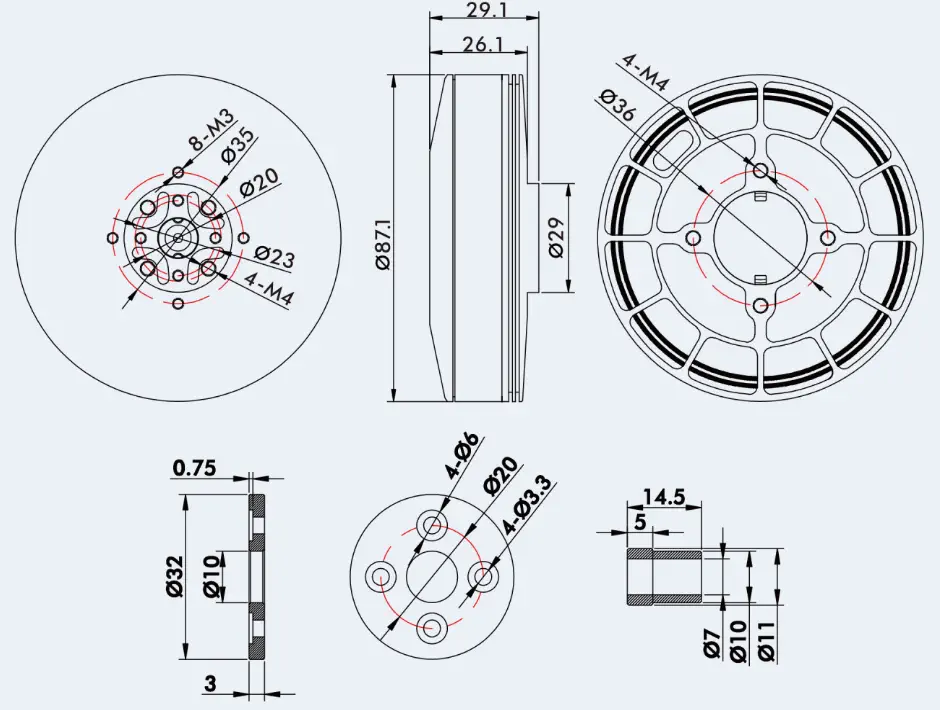 TMotor UAV Brushless Motor U8II KV85 - Click to Enlarge