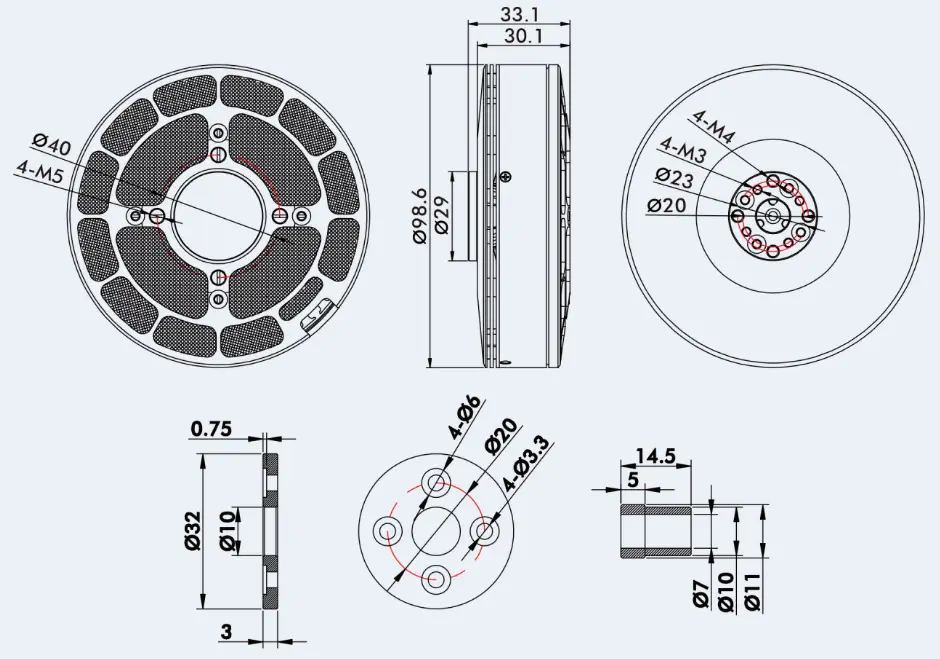 TMotor UAV Brushless Motor U10II KV100 - Click to Enlarge