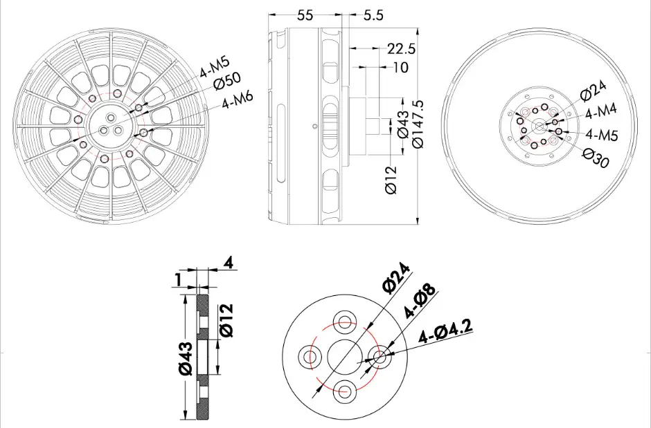 TMotor UAV Brushless Motor U15Ⅱ KV80 - Click to Enlarge