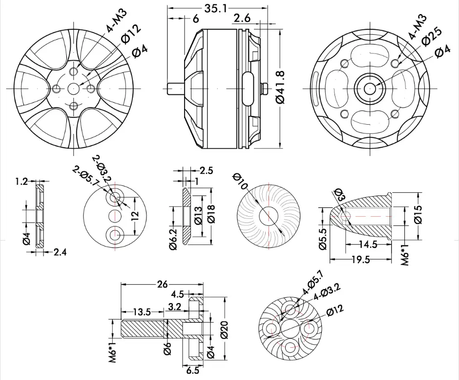 TMotor UAV Brushless Motor MN3508 KV38 - Click to Enlarge