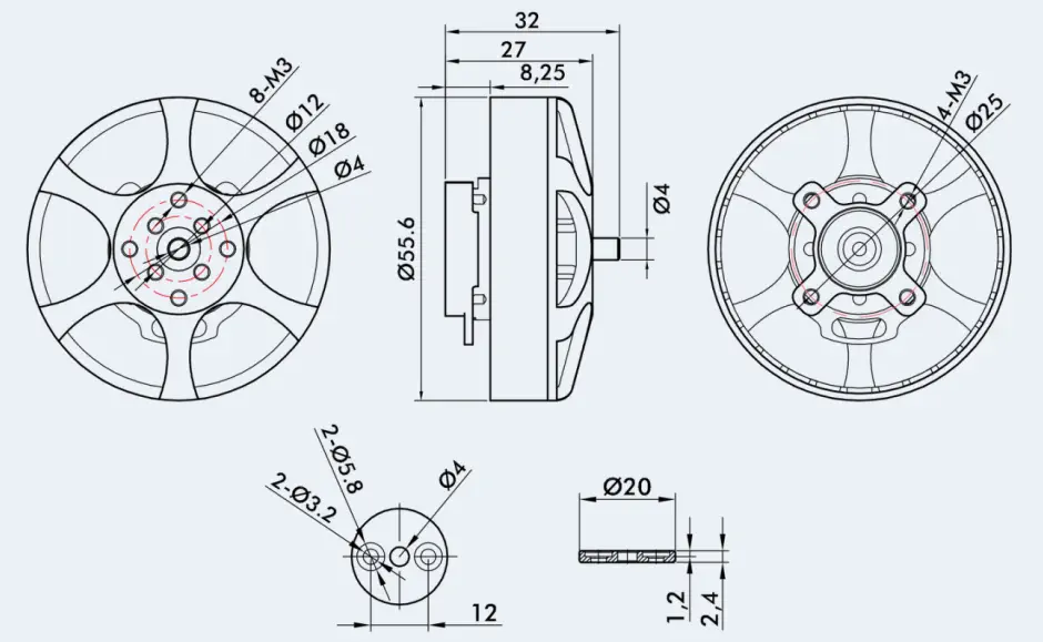 Moteur sans balais TMotor UAV Antigravité MN5008 KV170 - Cliquez pour agrandir