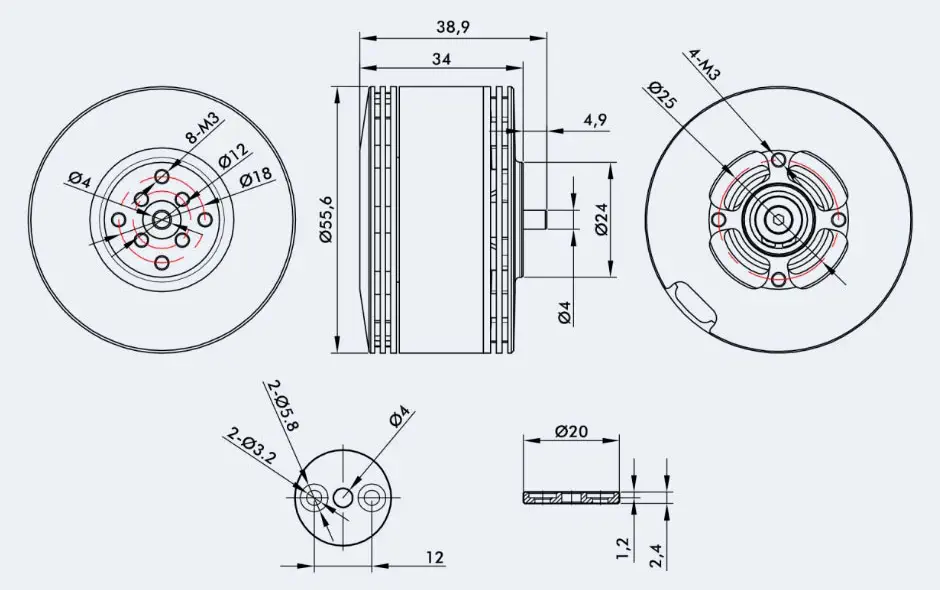 TMotor UAV Brushless Motor MN505-S KV380 - Click to Enlarge