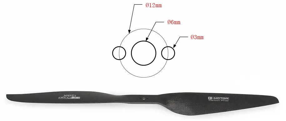 T-Motor 12" x 4" Carbon Fiber Propeller Pair- Click to Enlarge