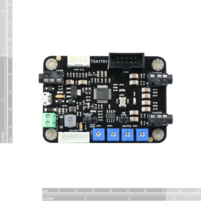 TSA1701 Audio DSP Board Top View - Dimensions
