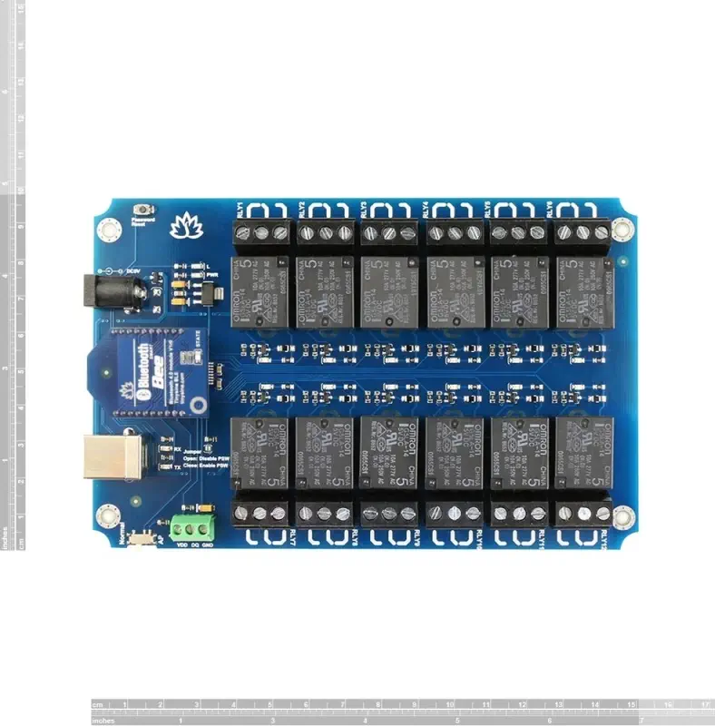 TOSR196 12 Channel Bluetooth Relay Board - Dimensions