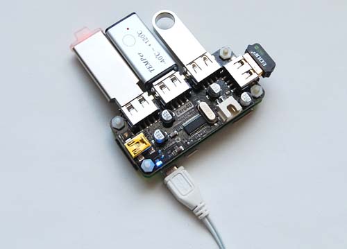 Zero4U 4-port USB Hub for Raspberry Pi Zero (v1.3 only) - Click to Enlarge