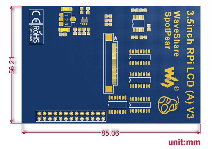 Pantalla Táctil TFT LCD 320x480 de 3,5" para Raspberry Pi