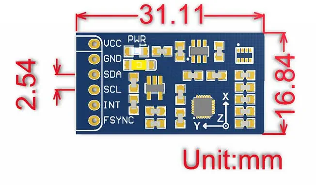 IMU 10 DOF ±16 g Acelerómetro de 3 ejes ±2000 °/s Giroscopio/Magnetómetro/Barómetro – Haga clic para ampliar