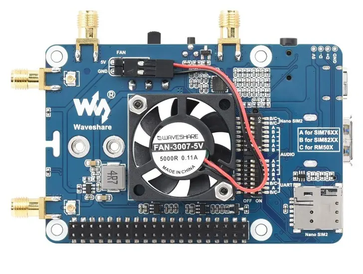 RM500U-CNV 5G HAT para Raspberry Pi - Dimensiones