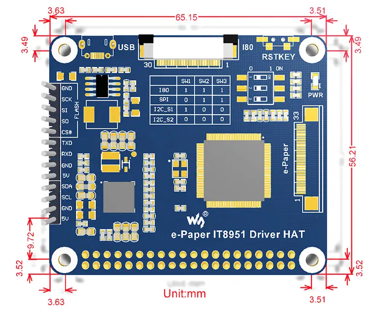 HAT de Pantalla E-Ink 1200x825, de 9.7 pulgadas para Raspberry Pi - Waveshare 